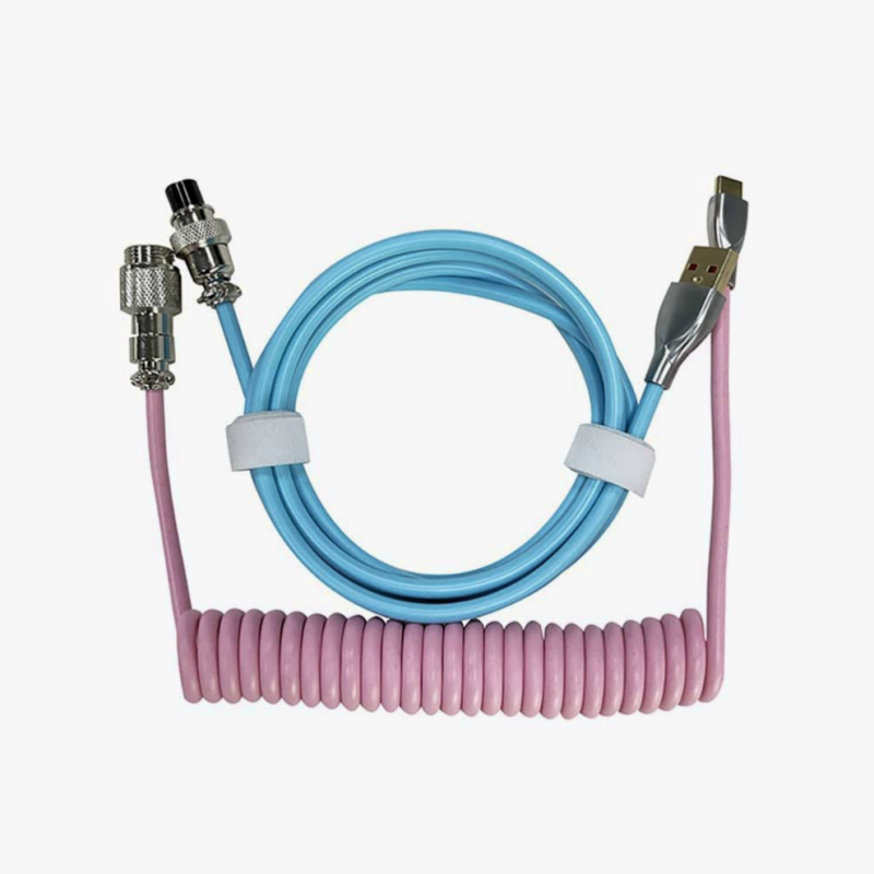 Cable USB-C trenzado rosa y azul - Keycaps Industrias: Tienda de tapas ...
