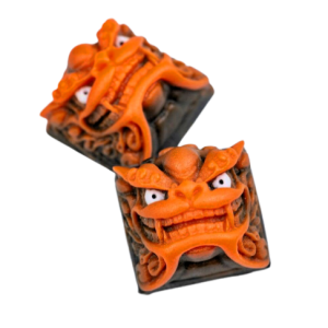 Dos Keycaps artesanales en estilo chino naranja